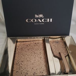 NWT Coach Glitter Passport Holder & Luggage Tag